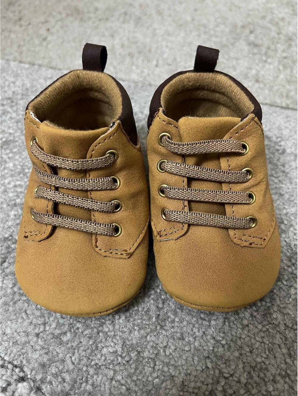 Baby Faux Leather Booties 3-6M Tan Lace Up